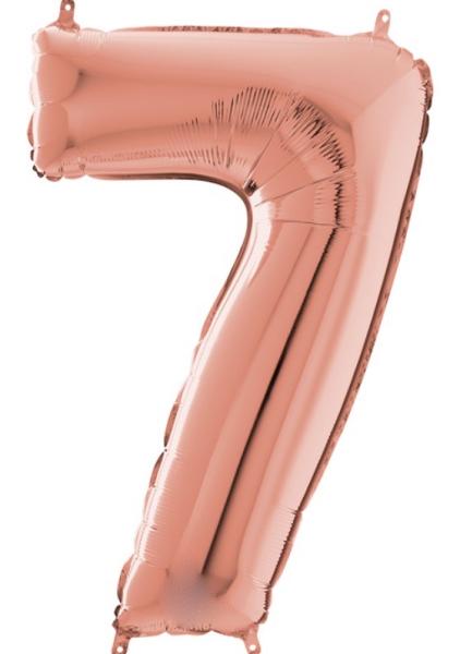 Folienballon - Zahl 7: Roségold - ø 102cm